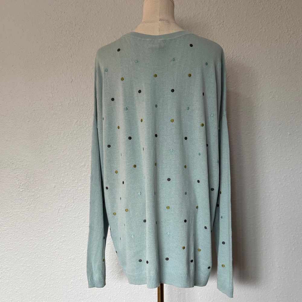 NWT J. Jill Polka Dot Sweater Robin’s Egg Blue size Large Tall - Picture 6 of 13